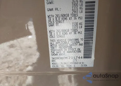 2023 Nissan Pathfinder Rock Creek 4Wd z USA, uszkodzony, nr VIN 5N1DR3BD7PC215744